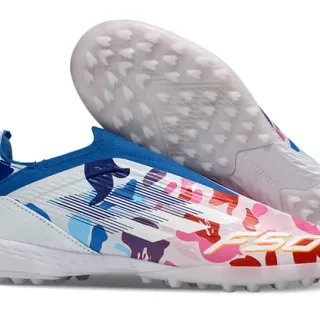 Adidas F50 Multicolor Low-Cut Sock-Fit Collar Abstract Print Upper Turf Soccer Shoes