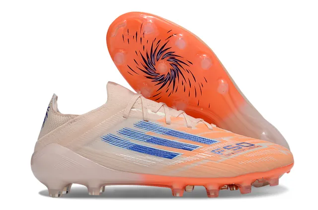 Adidas F50 Sapatos de Futebol Low-Cut Sintéticos Laranja Azul Gradiente Firm-Ground 1