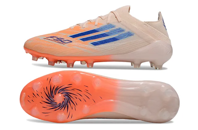 Adidas F50 Sapatos de Futebol Low-Cut Sintéticos Laranja Azul Gradiente Firm-Ground 6