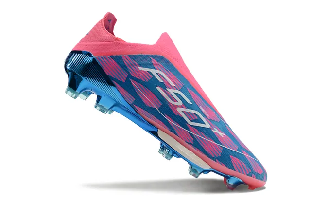Adidas F50 وردي أزرق كولار جوارب أعلى هندسي أرضية صلبة أحذية كرة القدم 2