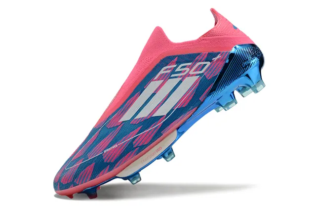 Adidas F50 وردي أزرق كولار جوارب أعلى هندسي أرضية صلبة أحذية كرة القدم 3