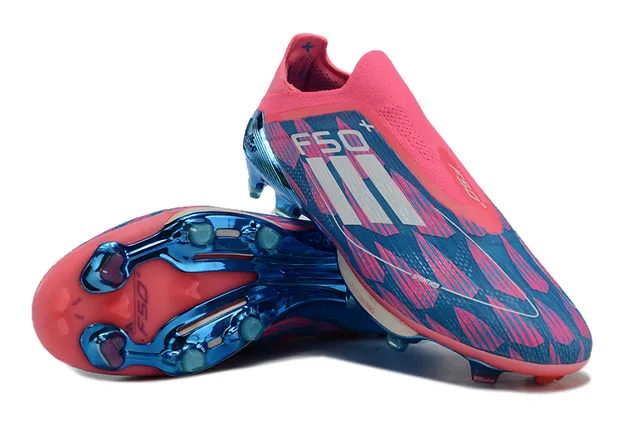 Adidas F50 وردي أزرق كولار جوارب أعلى هندسي أرضية صلبة أحذية كرة القدم 4