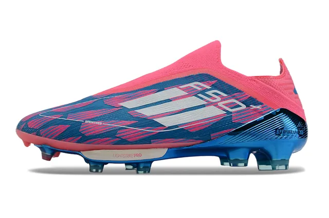 Adidas F50 وردي أزرق كولار جوارب أعلى هندسي أرضية صلبة أحذية كرة القدم 7