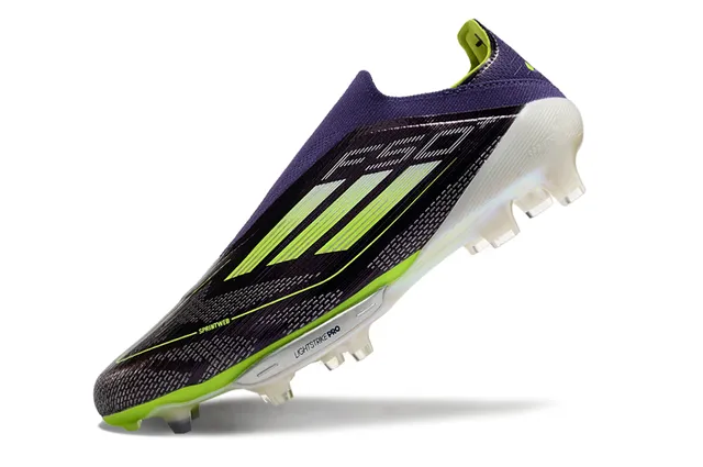 Adidas F50 Purple Green Knit Upper Sock-Fit Collar Firm-Ground Soccer Shoes 3