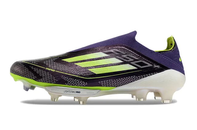 Adidas F50 Purple Green Knit Upper Sock-Fit Collar Firm-Ground Soccer Shoes 7