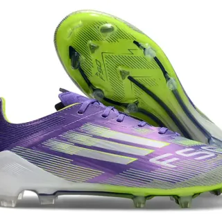 Adidas F50 Purple Green Low-Cut Synthetic Upper Molded Studs Firm-Ground Soccer Shoes