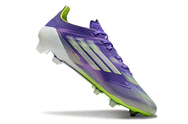 Adidas F50 Morado Verde Low-Cut Superior Sintético Clavos Moldeados Campo Firme Botines de Fútbol 2