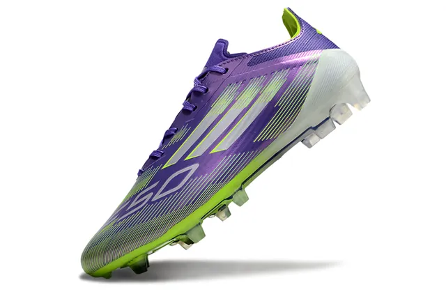 Adidas F50 Morado Verde Low-Cut Superior Sintético Clavos Moldeados Campo Firme Botines de Fútbol 3