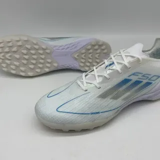 Adidas F50 White Blue Low-Cut Knit Upper Turf Soccer Shoes