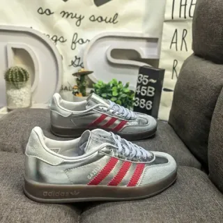 Adidas Gazelle Metallic Silver and Red Lifestyle Sneakers