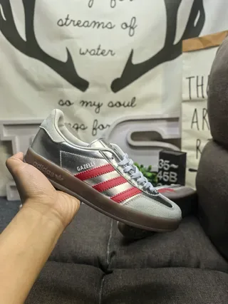 Adidas Gazelle Metallic Silver and Red Lifestyle Sneakers 5