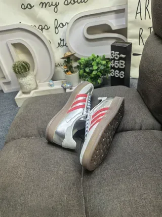 Adidas Gazelle Metallic Silver and Red Lifestyle Sneakers 6