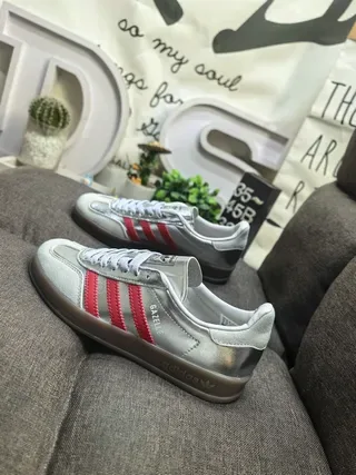 Adidas Gazelle Metallic Silver and Red Lifestyle Sneakers 7