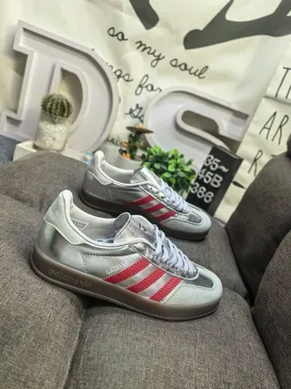 Adidas Gazelle Metallic Silver and Red Lifestyle Sneakers 9