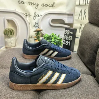 Adidas Gazelle Navy Gold Suede Upper Three-Stripe Side Panel Lifestyle Sneakers