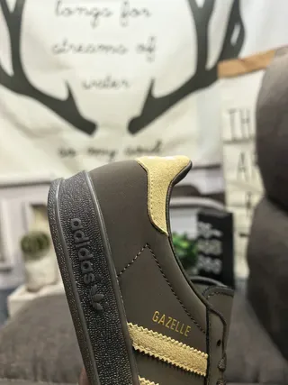 Adidas Gazelle Olive Green and Gold Lifestyle Sneakers 3