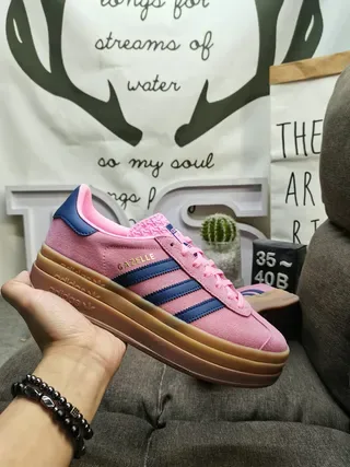 Adidas Gazelle Pink and Navy Suede Lifestyle Sneakers 5