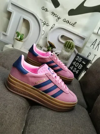 Adidas Gazelle Pink and Navy Suede Lifestyle Sneakers 9