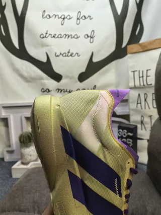 Adidas Gold Purple Sculpted Midsole Engineered Mesh Upper Running Shoes 3