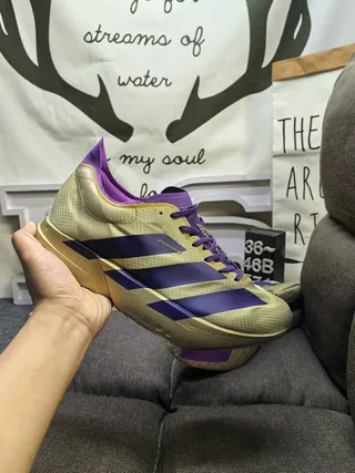 Adidas Gold Purple Sculpted Midsole Engineered Mesh Upper Running Shoes 5