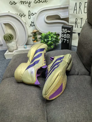 Adidas Gold Purple Sculpted Midsole Engineered Mesh Upper Running Shoes 6