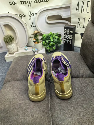 Adidas Gold Purple Sculpted Midsole Engineered Mesh Upper Running Shoes 8
