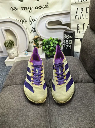 Adidas Gold Purple Sculpted Midsole Engineered Mesh Upper Running Shoes 10