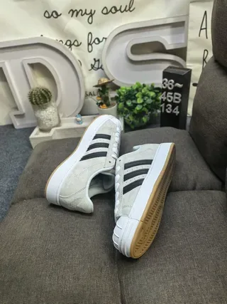 Adidas Gray Black Distressed Suede Upper Three-Stripe Overlay Lifestyle Sneakers 6