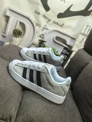 Adidas Gray Black Distressed Suede Upper Three-Stripe Overlay Lifestyle Sneakers 7