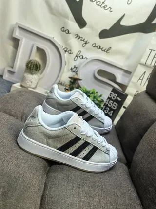 Adidas Gray Black Distressed Suede Upper Three-Stripe Overlay Lifestyle Sneakers 9