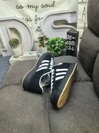 Adidas Gray Black Distressed Suede Upper Three-Stripe Overlay Lifestyle Sneakers 16