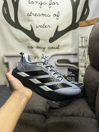 Adidas Gray Black Mesh Upper Carbon-Fiber Stripe Inserts Lifestyle Sneakers 5