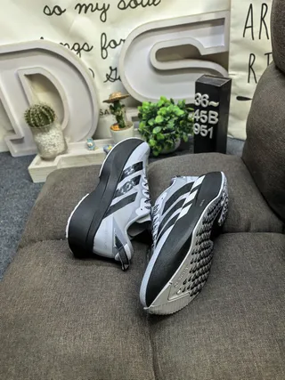 Adidas Gray Black Mesh Upper Carbon-Fiber Stripe Inserts Lifestyle Sneakers 6