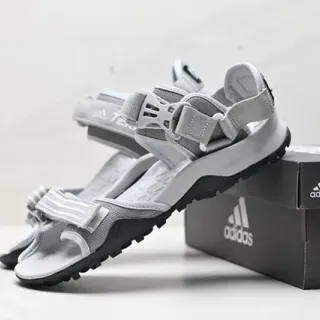 Adidas Gray Black Multi-Strap Adjustable Buckle Closure Casual Sandals