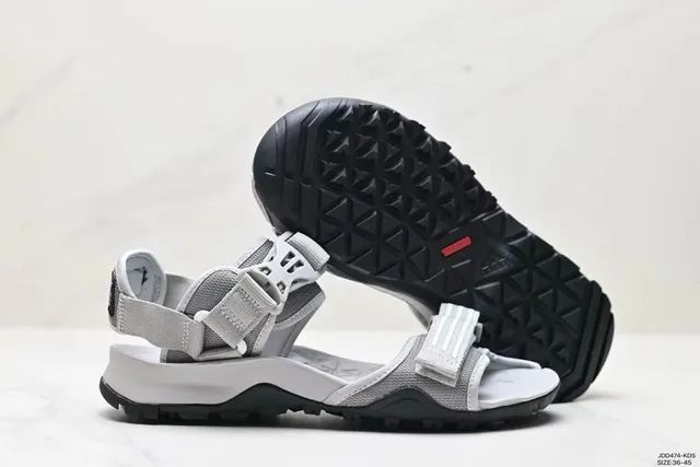 Adidas Gray Black Multi-Strap Adjustable Buckle Closure Casual Sandals 5