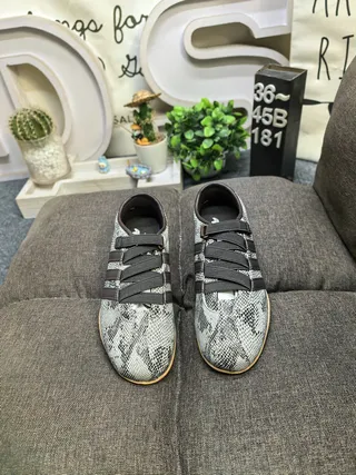 Adidas Gray Black Snake-Print Synthetic Upper Three Stripes Sneakers 10