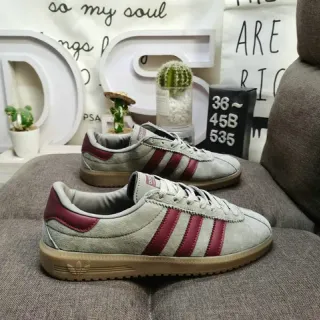 Adidas Gray Red Suede Upper Three-Stripe Side Panel Lifestyle Sneakers