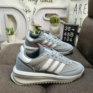 Adidas Gray White Low-Top Suede-and-Synthetic Upper Lifestyle Sneakers