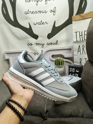 Adidas Gray White Low-Top Suede-and-Synthetic Upper Lifestyle Sneakers 5