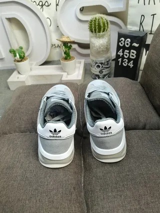 Adidas Gray White Low-Top Suede-and-Synthetic Upper Lifestyle Sneakers 8