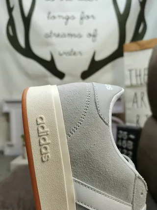Adidas Gray White Suede Upper Three-Stripe Side Panel Lifestyle Sneakers 3