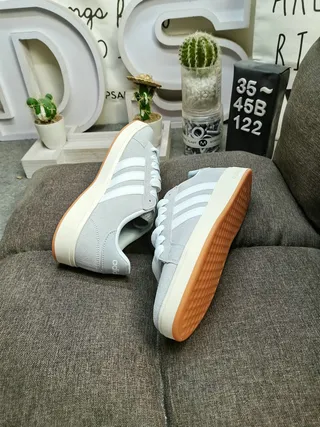 Adidas Gray White Suede Upper Three-Stripe Side Panel Lifestyle Sneakers 6