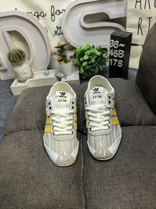 Adidas Gray Yellow Low-Top Textile Upper Lifestyle Sneakers 10