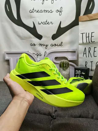 Adidas 绿色 黑色 霓虹黄 网面鞋面 三条纹 侧边品牌 生活方式运动鞋 5