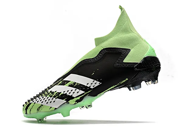 Adidas Chaussures de football Vert Noir avec Upper en Knit de type chaussette, Cage Asymétrique TPU en terrain ferme 11