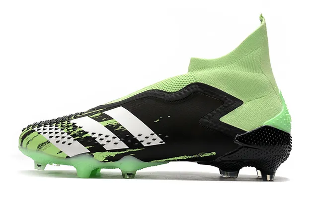 Adidas Chaussures de football Vert Noir avec Upper en Knit de type chaussette, Cage Asymétrique TPU en terrain ferme 12