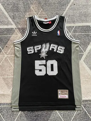 Adidas Hardwood Classics San Antonio Spurs #50 Jersey Noir Argent 2