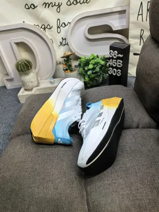 Adidas Lightstrike Pro Blanco Azul Esculpido Mediasuela Gradiente Amarillo Suela Zapatillas de correr 6