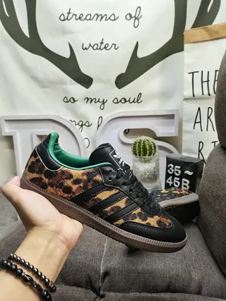 Adidas Multicolor Black Leopard-Print Upper Three-Stripe Overlay Lifestyle Sneakers 5
