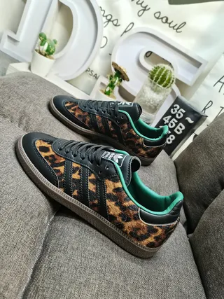 Adidas Multicolor Black Leopard-Print Upper Three-Stripe Overlay Lifestyle Sneakers 7